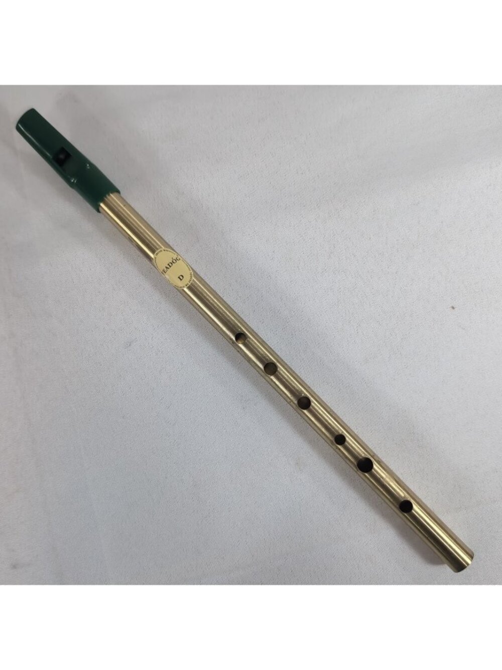 Feadog D Whistle WORKING TESTED Gold Green Irish Ireland Brass Tin Flute